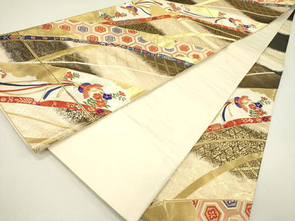 平和屋着物◎六通柄袋帯　唐織　鳳凰亀甲花文　金糸　正絹　逸品　DAAY2340op