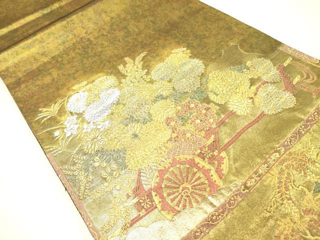 平和屋着物◎六通柄袋帯　花車文　銀糸　引箔　正絹　逸品　DAAY2341op