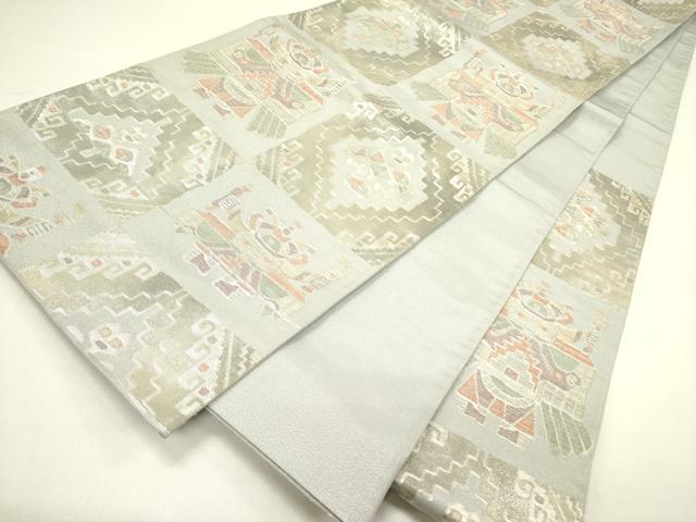 平和屋着物◎六通柄袋帯　コプト文様　銀糸　正絹　逸品　DAAY2368op