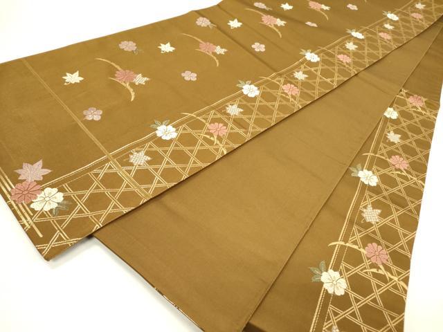 平和屋着物◎六通柄袋帯　唐織　雪芝花文　金糸　正絹　逸品　DAAY2371op