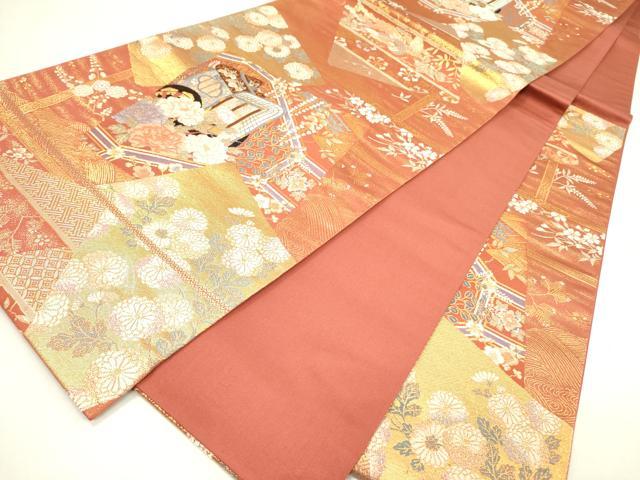 平和屋着物◎六通柄袋帯　色紙御車文　金糸　正絹　逸品　DAAY2389op