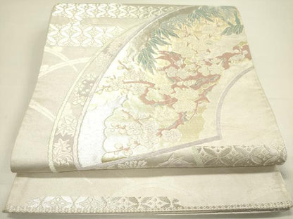 平和屋着物◎六通柄袋帯　唐織　地紙花文　金銀糸　正絹　逸品　DAAY2392op