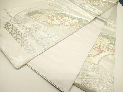 平和屋着物◎六通柄袋帯　唐織　地紙花文　金銀糸　正絹　逸品　DAAY2392op