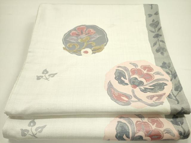平和屋着物◎西陣　六通柄袋帯　草花　正絹　逸品　DAAY2398op