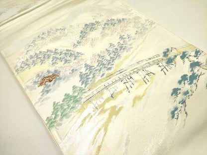 平和屋着物◎六通柄袋帯　唐織　嵐山　金銀糸　正絹　逸品　DAAY2410op