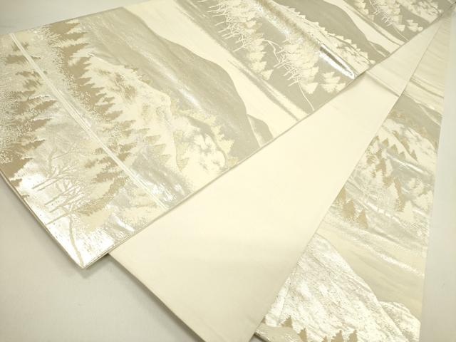 平和屋着物◎六通柄袋帯　風景樹林文　金銀糸　正絹　逸品　DAAY2418op