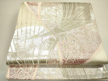 平和屋着物◎六通柄袋帯　唐織　飛鶴文　金銀糸　正絹　逸品　DAAY2421op