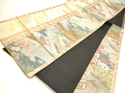 平和屋着物◎六通柄袋帯　ふたみ屏風絵　金糸　正絹　逸品　DAAY2425op