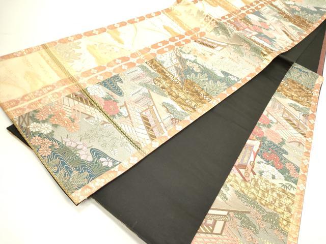 平和屋着物◎六通柄袋帯　ふたみ屏風絵　金糸　正絹　逸品　DAAY2425op
