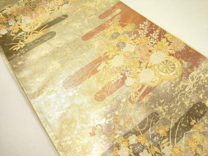 平和屋着物◎六通柄袋帯　琳彩錦　花車文　金銀糸　正絹　逸品　DAAY2428op