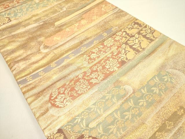 平和屋着物◎六通柄袋帯　霞花文　金糸　正絹　逸品　DAAY2434op