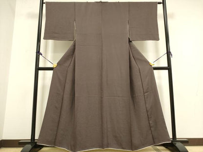平和屋着物●上質な色無地　花唐草地紋　樺茶色　鈴乃屋扱い　正絹　逸品　DAAY2454op