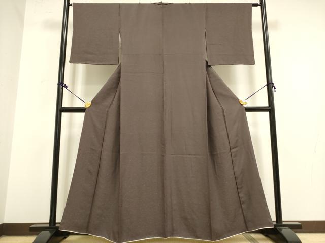 平和屋着物●上質な色無地　花唐草地紋　樺茶色　鈴乃屋扱い　正絹　逸品　DAAY2454op