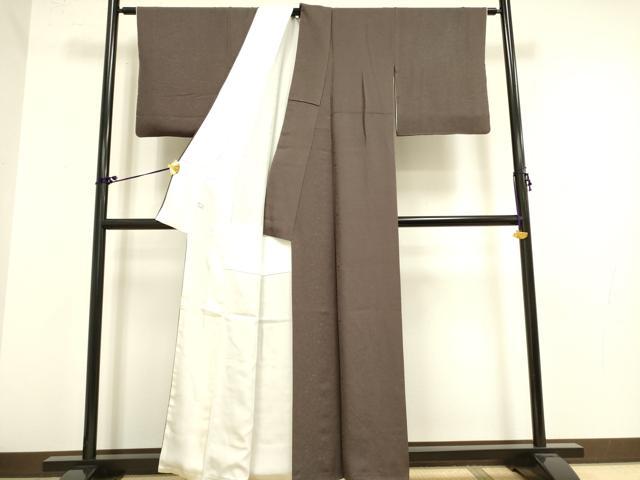 平和屋着物●上質な色無地　花唐草地紋　樺茶色　鈴乃屋扱い　正絹　逸品　DAAY2454op
