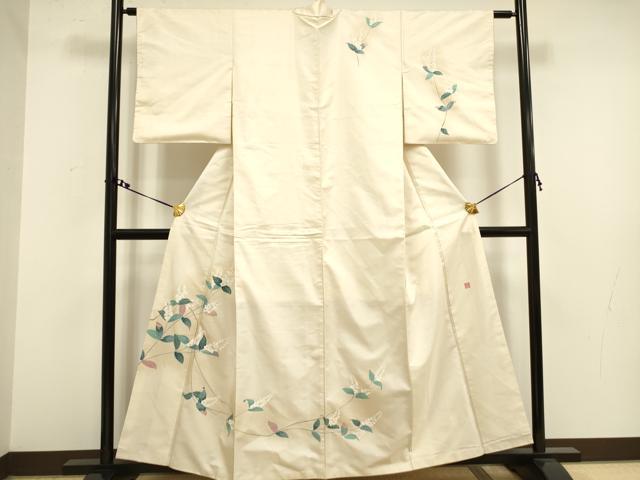 平和屋着物●訪問着　紬地　作家物　草花　正絹　逸品　DAAY2472op