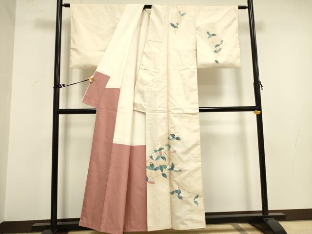 平和屋着物●訪問着　紬地　作家物　草花　正絹　逸品　DAAY2472op