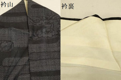 平和屋着物●結城紬　80亀甲　霞花文　正絹　逸品　DAAY2482op