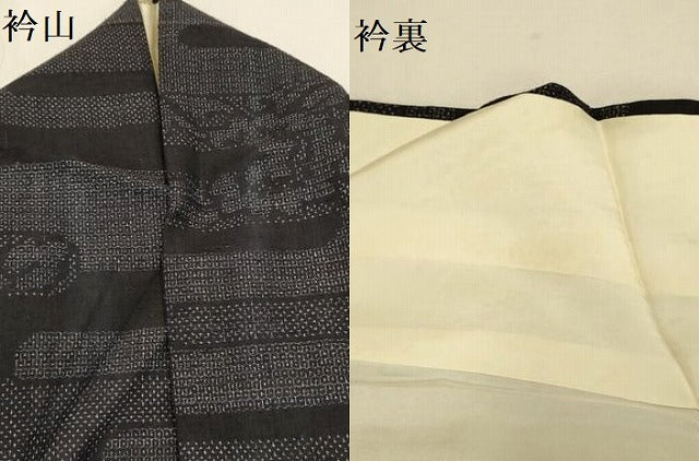 平和屋着物●結城紬　80亀甲　霞花文　正絹　逸品　DAAY2482op