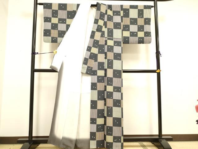 平和屋着物●上質な小紋　幾何学文様　正絹　逸品　DAAY2494op