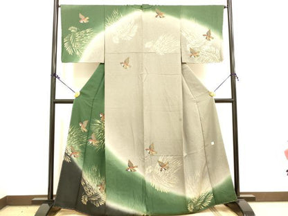 平和屋着物●訪問着 作家物 雀 スズメ 暈し染め 正絹 逸品 DAAY2496op