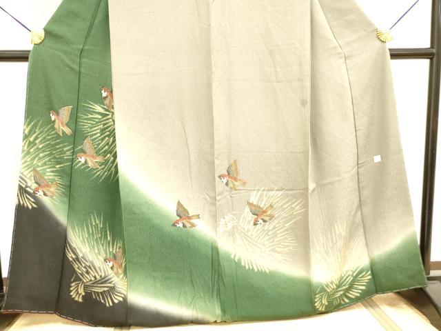 平和屋着物●訪問着 作家物 雀 スズメ 暈し染め 正絹 逸品 DAAY2496op