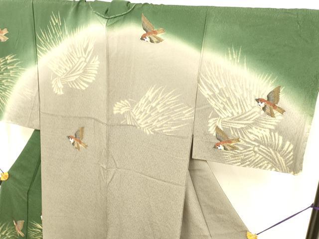 平和屋着物●訪問着 作家物 雀 スズメ 暈し染め 正絹 逸品 DAAY2496op