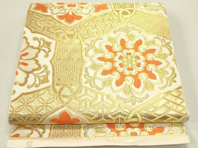 平和屋着物●西陣 川島織物 六通柄 本袋帯 唐織 吉祥花文 金糸 正絹 逸品 DAAY2634op