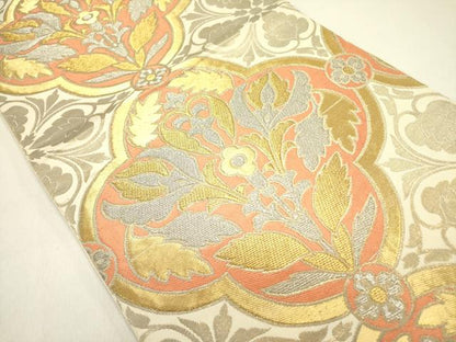 平和屋着物●西陣 川島織物 六通柄 本袋帯 草花 金銀糸 正絹 逸品 DAAY2635op