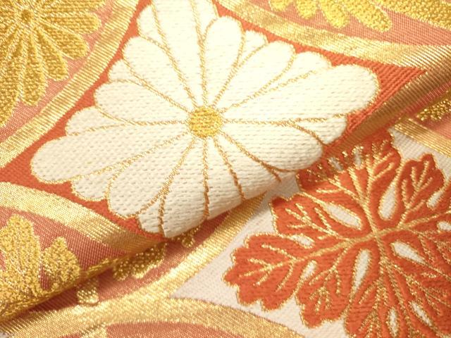 平和屋着物●西陣 川島織物 六通柄 本袋帯 七宝花文 金糸 正絹 逸品 DAAY2646op