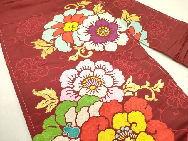 平和屋着物●アンティーク　大正ロマン　九寸名古屋帯　草花　金糸　正絹　逸品　DAAY2660op
