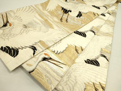 平和屋着物●アンティーク 大正ロマン 全通柄袋帯 刺繍 飛鶴文 金銀糸 正絹 逸品 DAAY2691op