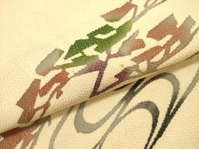 平和屋着物●九寸名古屋帯　型染　流水風景文　鬼しぼ縮緬　正絹　逸品　DAAY2694op