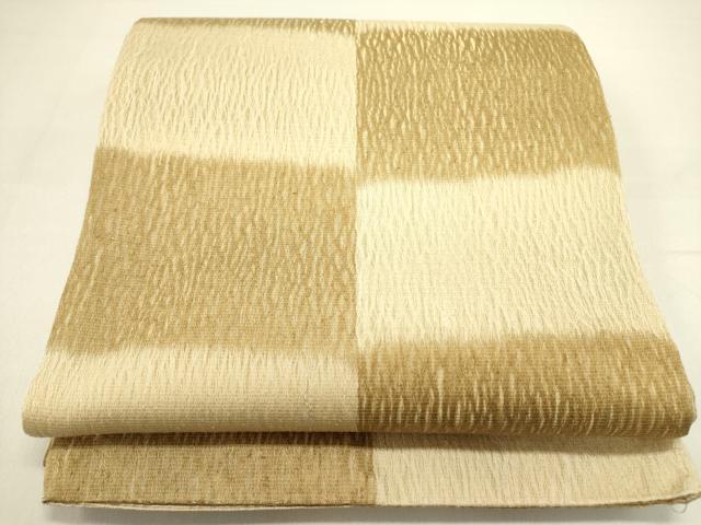 平和屋着物▽両面 全通柄袋帯 スリーシーズン 春夏秋 櫛織 市松 正絹 逸品 DAAY2700op
