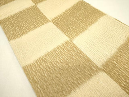 平和屋着物▽両面 全通柄袋帯 スリーシーズン 春夏秋 櫛織 市松 正絹 逸品 DAAY2700op