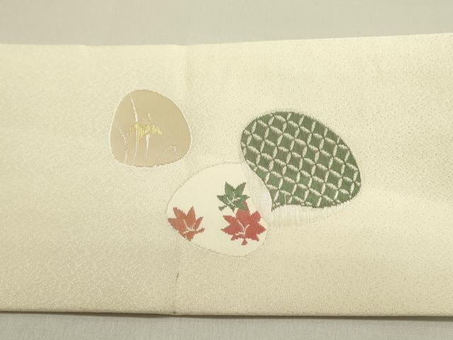 平和屋着物●九寸名古屋帯 寿光織 貝合わせ花文 金銀糸 正絹 逸品 DAAY2702op