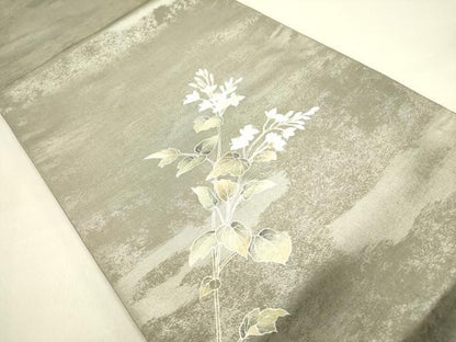 平和屋着物●太鼓柄袋帯 草花 引箔 正絹 逸品 未使用 DAAY2717op