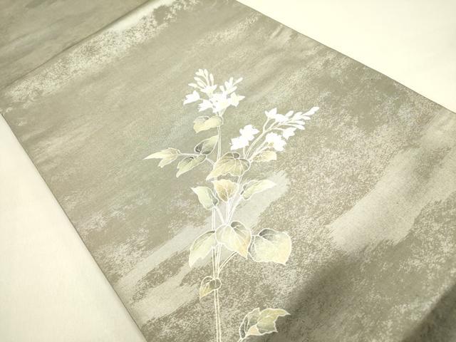 平和屋着物●太鼓柄袋帯 草花 引箔 正絹 逸品 未使用 DAAY2717op