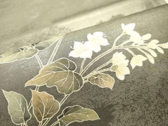 平和屋着物●太鼓柄袋帯 草花 引箔 正絹 逸品 未使用 DAAY2717op