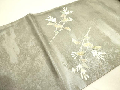 平和屋着物●太鼓柄袋帯 草花 引箔 正絹 逸品 未使用 DAAY2717op