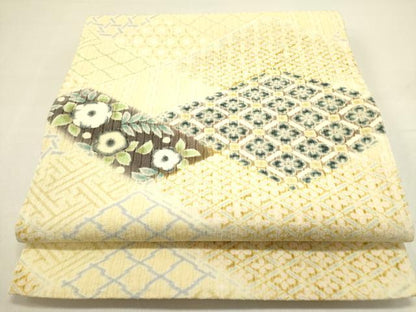 平和屋着物●全通柄袋帯 ふくれ織 花菱文 正絹 逸品 DAAY2719op