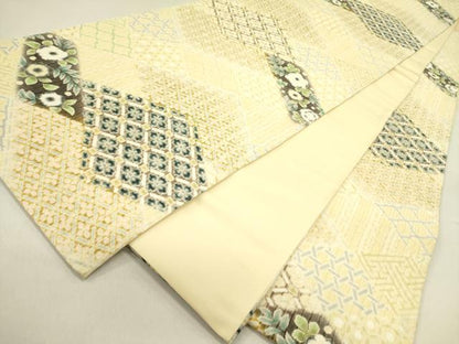 平和屋着物●全通柄袋帯 ふくれ織 花菱文 正絹 逸品 DAAY2719op