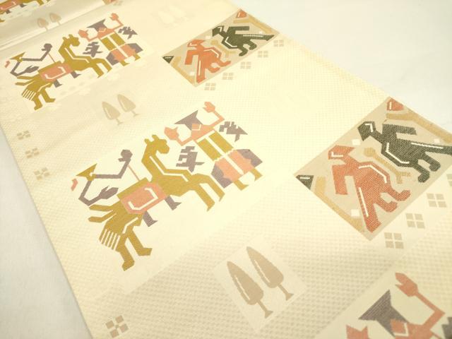 平和屋着物●六通柄袋帯　壁画文様　正絹　逸品　DAAY2720op