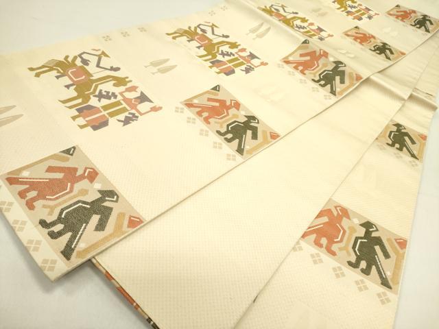 平和屋着物●六通柄袋帯　壁画文様　正絹　逸品　DAAY2720op