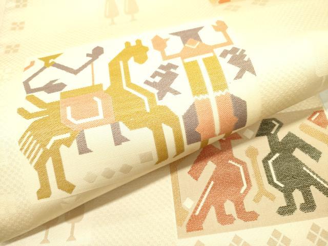 平和屋着物●六通柄袋帯　壁画文様　正絹　逸品　DAAY2720op