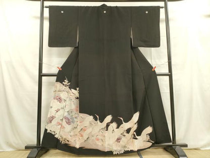 平和屋着物■豪華黒留袖 飛鶴花文 正絹 逸品 DAAY2788op