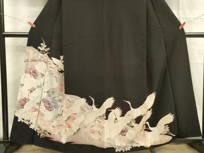 平和屋着物■豪華黒留袖 飛鶴花文 正絹 逸品 DAAY2788op