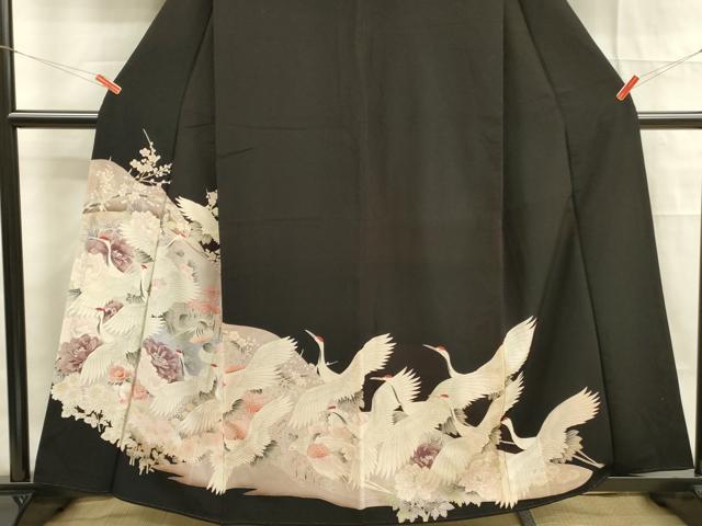 平和屋着物■豪華黒留袖 飛鶴花文 正絹 逸品 DAAY2788op