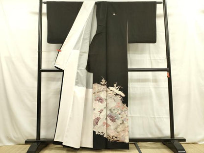 平和屋着物■豪華黒留袖 飛鶴花文 正絹 逸品 DAAY2788op