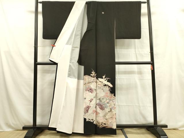 平和屋着物■豪華黒留袖 飛鶴花文 正絹 逸品 DAAY2788op