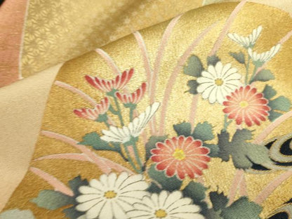 平和屋着物■豪華黒留袖　駒刺繍　色紙鼓花鳥文　金彩　正絹　逸品　DAAY2850op
